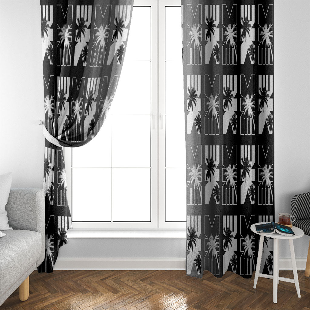 Bula Fiji Window Curtain Black Makare Masi Tapa Pattern