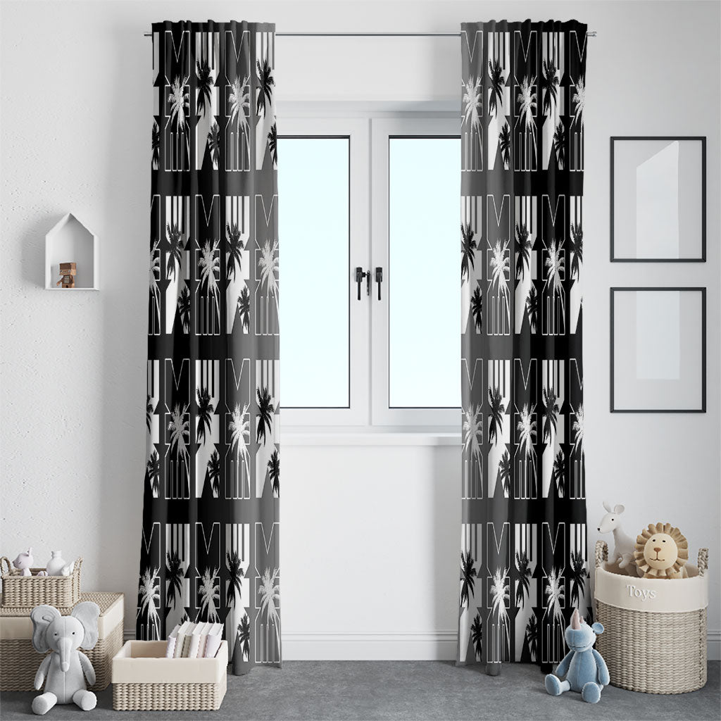Bula Fiji Window Curtain Black Makare Masi Tapa Pattern