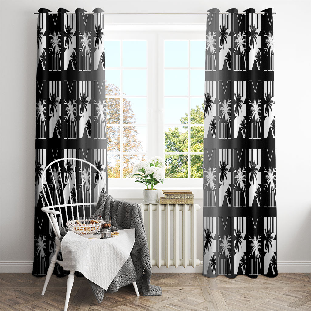 Bula Fiji Window Curtain Black Makare Masi Tapa Pattern