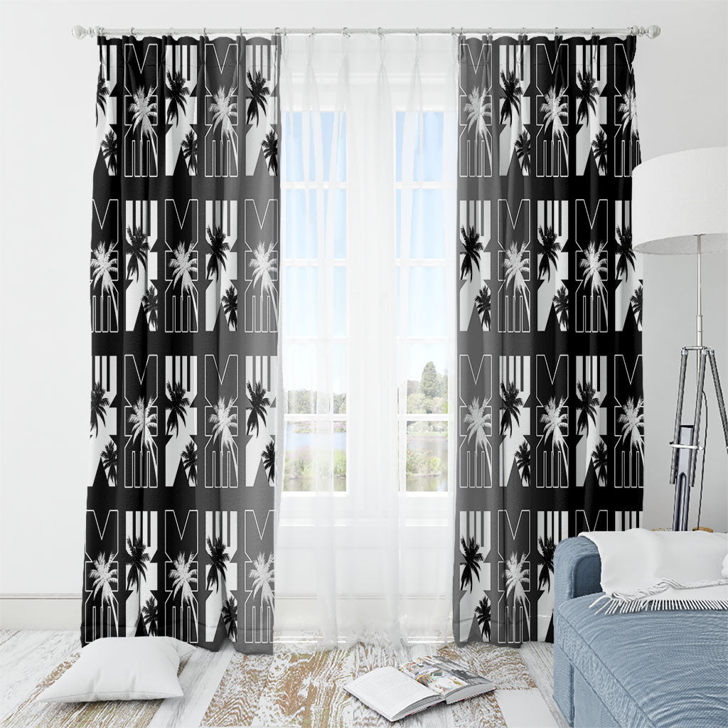 Bula Fiji Window Curtain Black Makare Masi Tapa Pattern