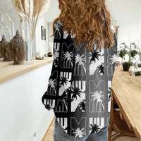 Bula Fiji Women Casual Shirt Black Makare Masi Tapa Pattern