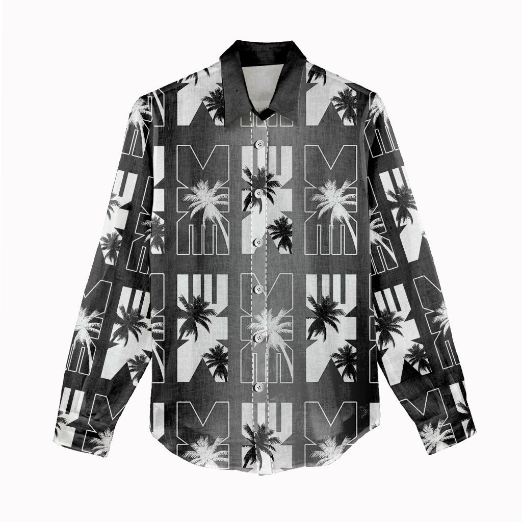 Bula Fiji Women Casual Shirt Black Makare Masi Tapa Pattern