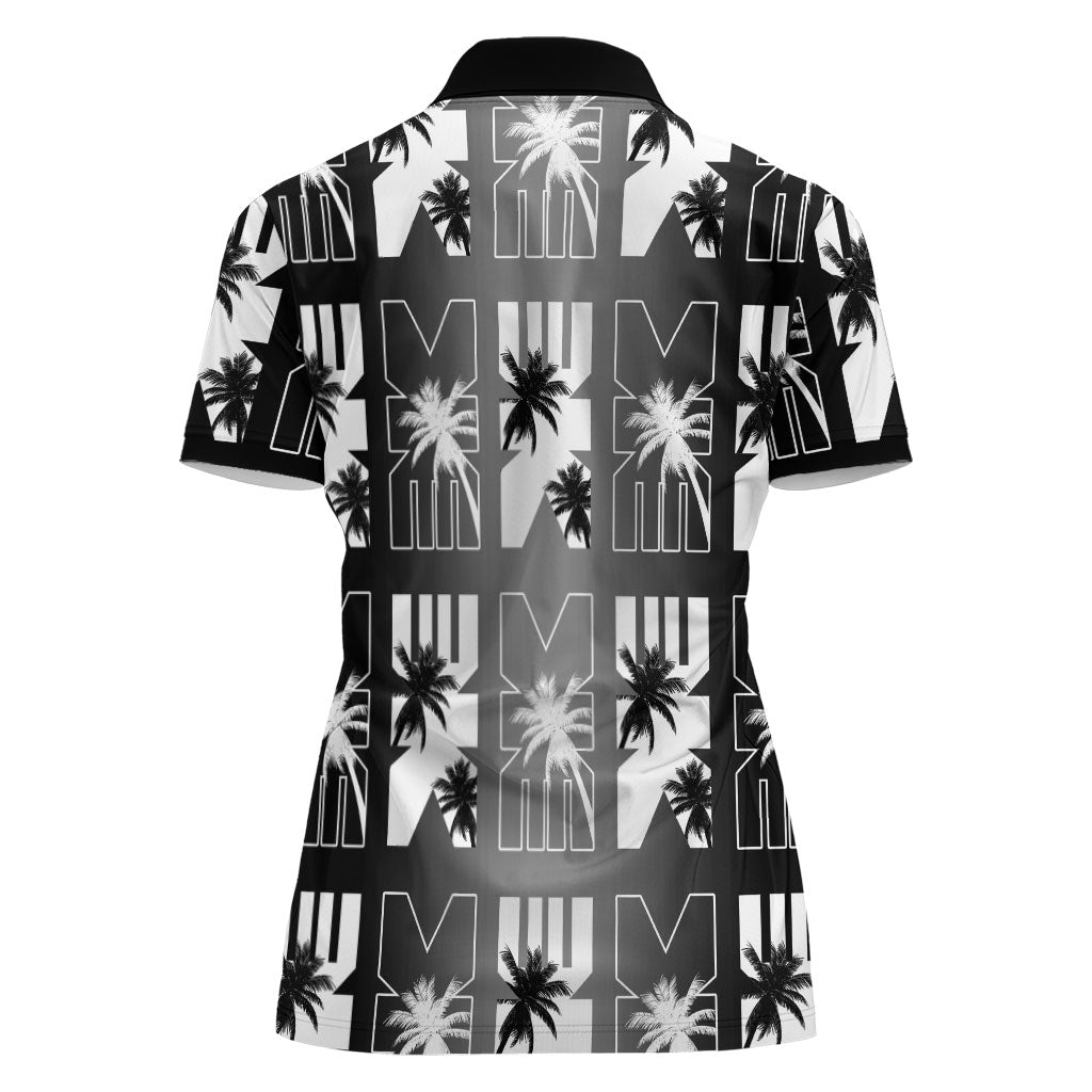 Bula Fiji Women Polo Shirt Black Makare Masi Tapa Pattern