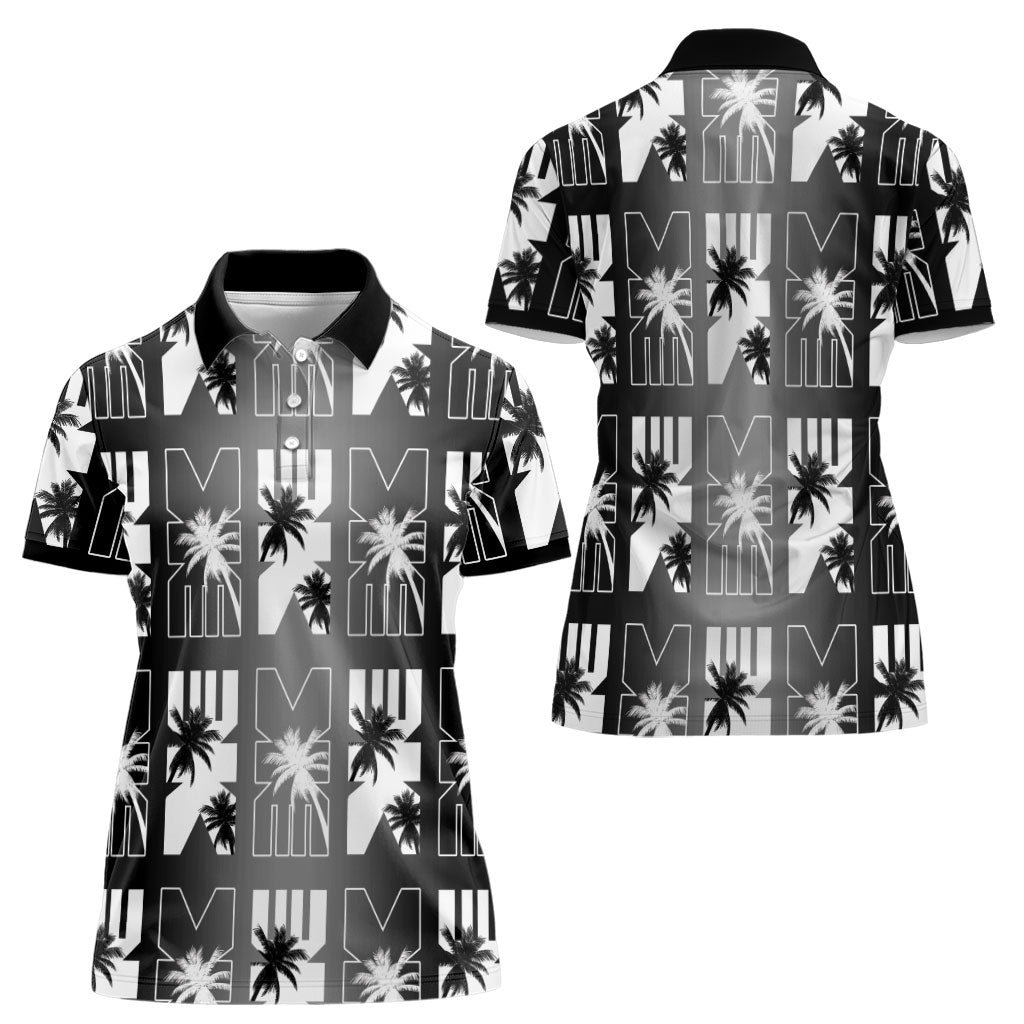 Bula Fiji Women Polo Shirt Black Makare Masi Tapa Pattern