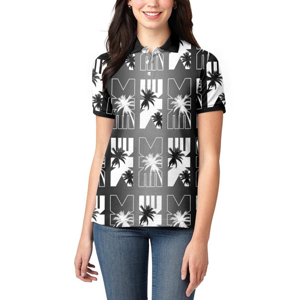Bula Fiji Women Polo Shirt Black Makare Masi Tapa Pattern