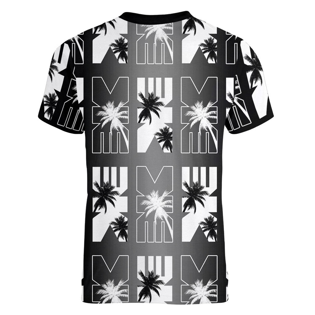 Bula Fiji Women V-Neck T-Shirt Black Makare Masi Tapa Pattern