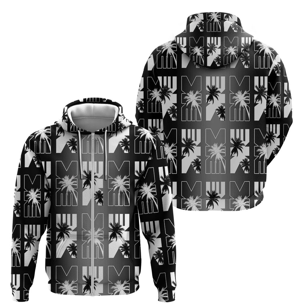 Bula Fiji Zip Hoodie Black Makare Masi Tapa Pattern