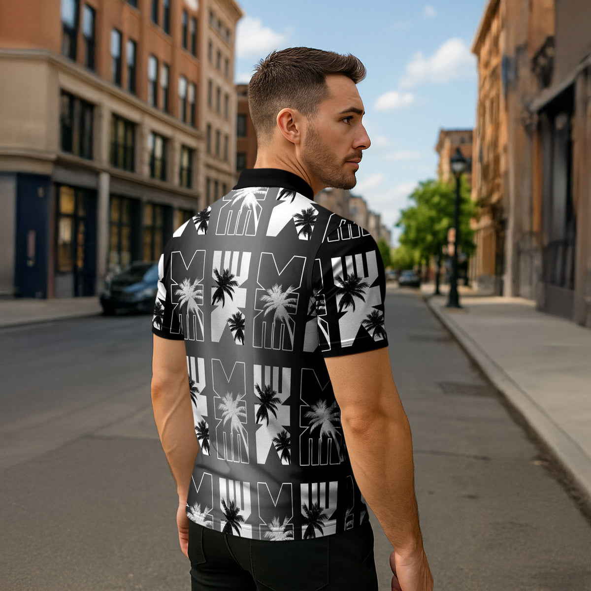 Bula Fiji Zipper Polo Shirt Black Makare Masi Tapa Pattern