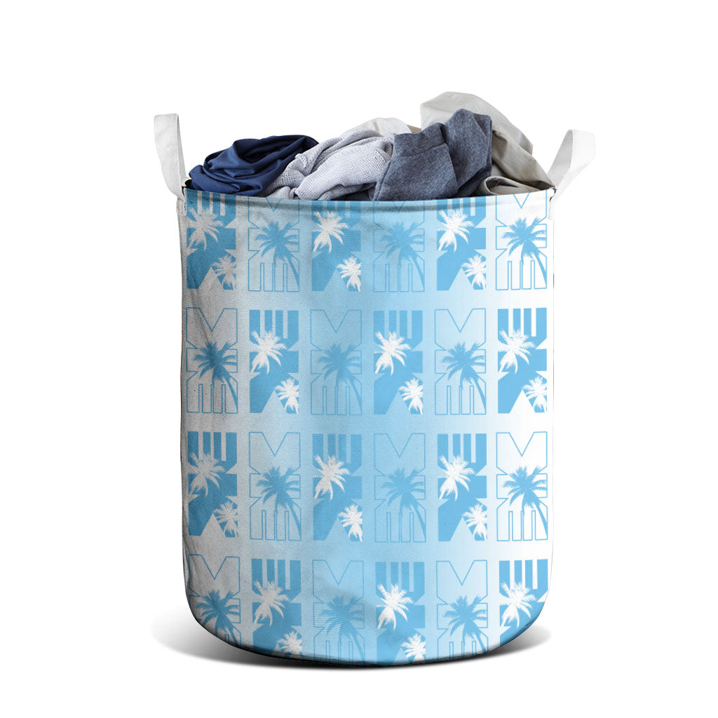 Bula Fiji Laundry Basket White Makare Masi Tapa Pattern