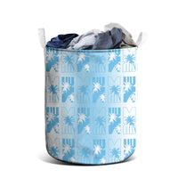 Bula Fiji Laundry Basket White Makare Masi Tapa Pattern