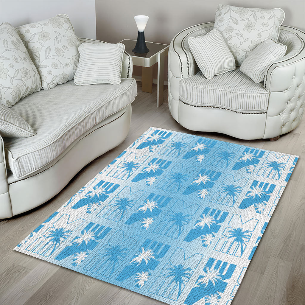 Bula Fiji Area Rug White Makare Masi Tapa Pattern