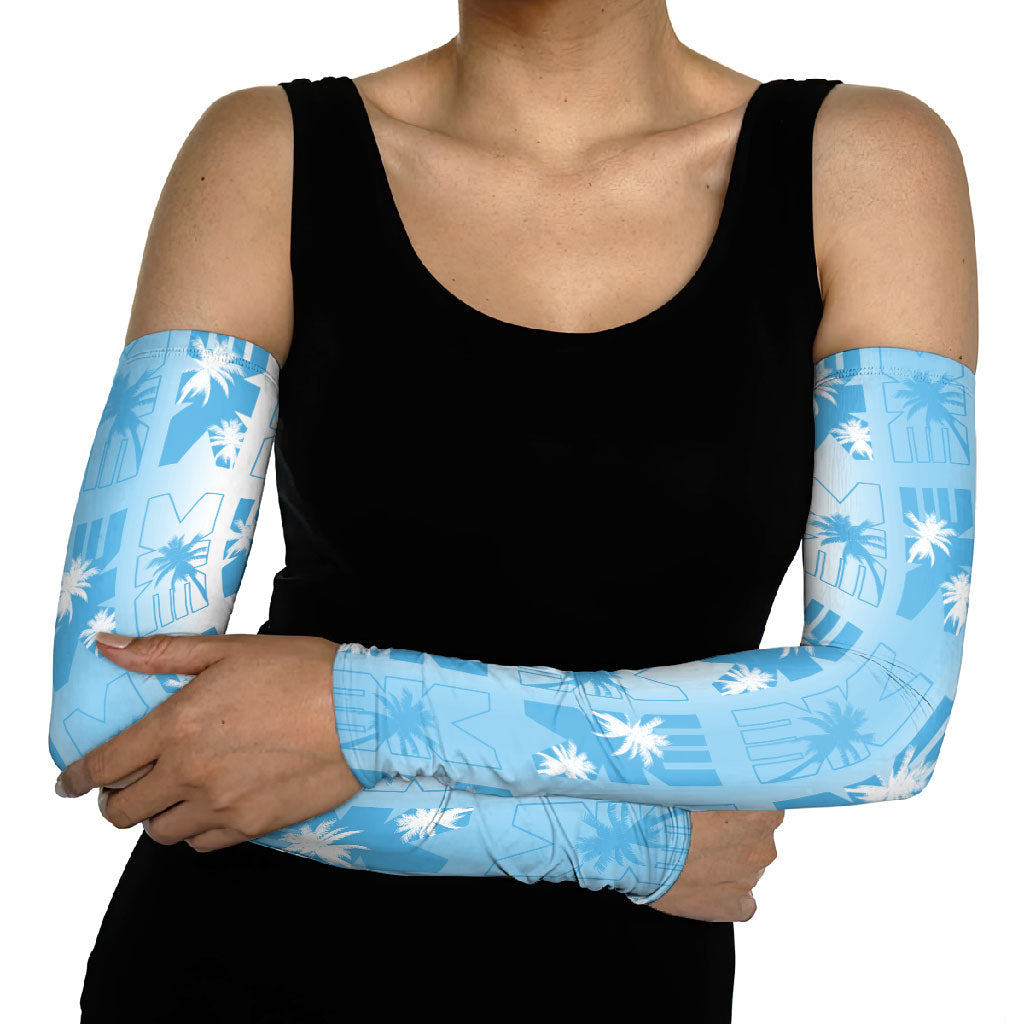Bula Fiji Arm Sleeves White Makare Masi Tapa Pattern