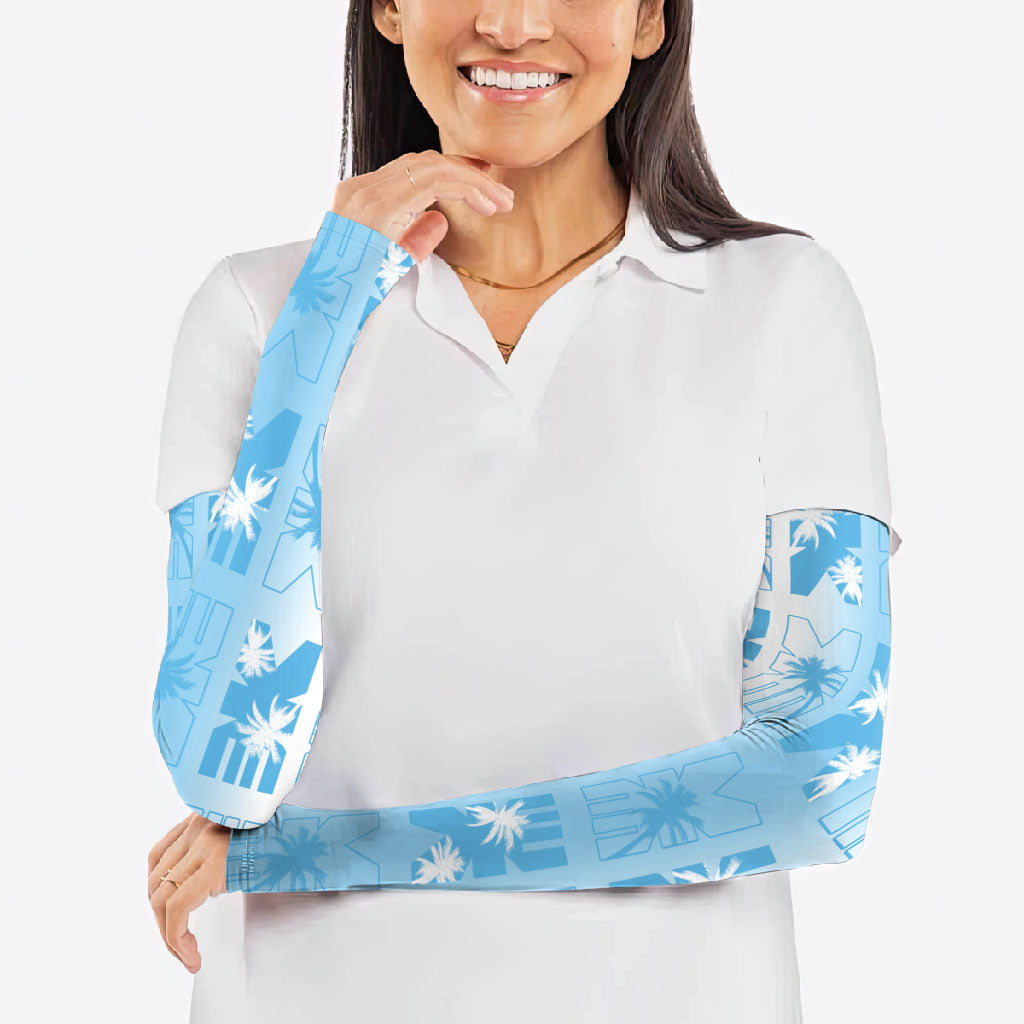 Bula Fiji Arm Sleeves White Makare Masi Tapa Pattern