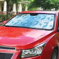 Bula Fiji Auto Sun Shade White Makare Masi Tapa Pattern