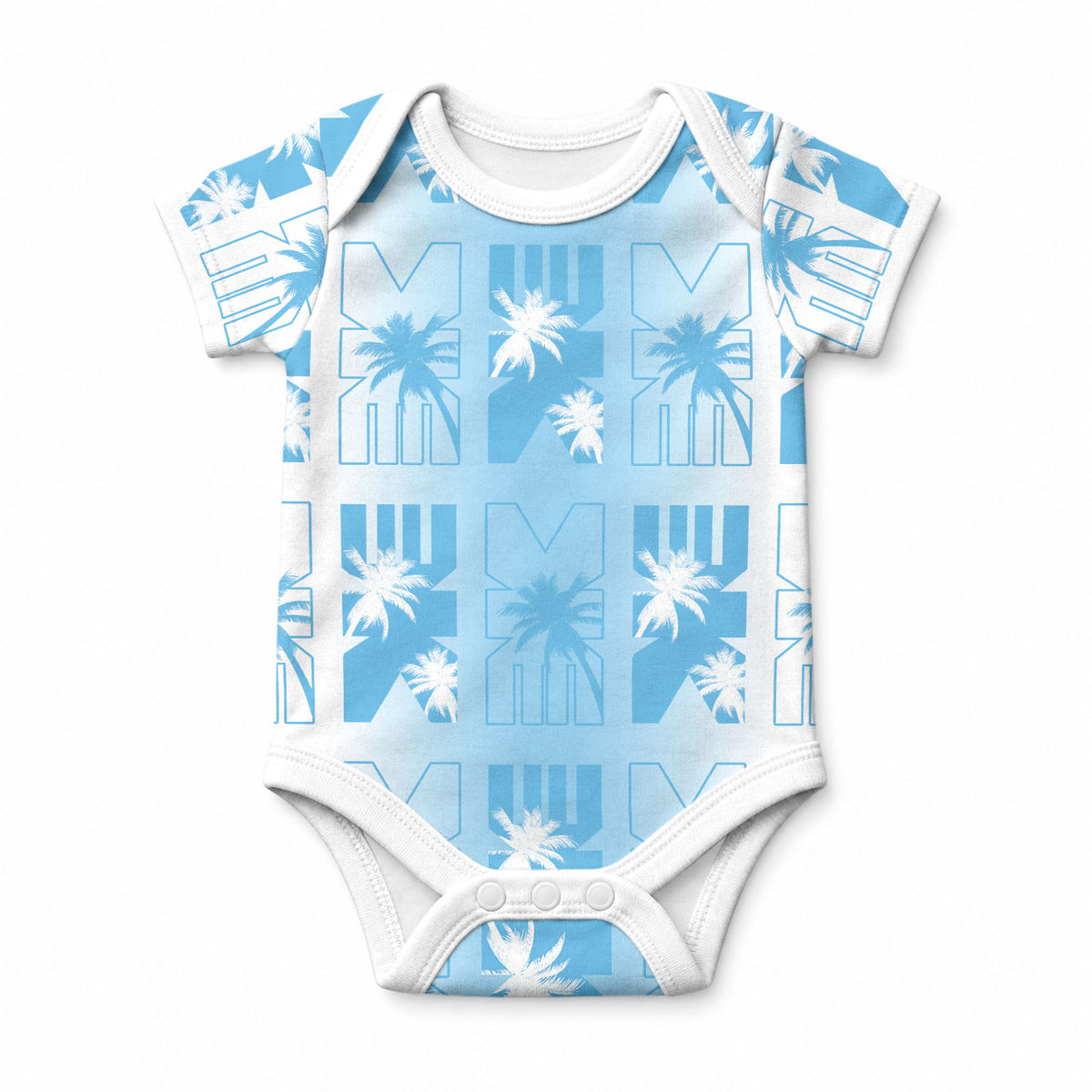 Bula Fiji Baby Onesie White Makare Masi Tapa Pattern