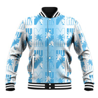 Bula Fiji Baseball Jacket White Makare Masi Tapa Pattern