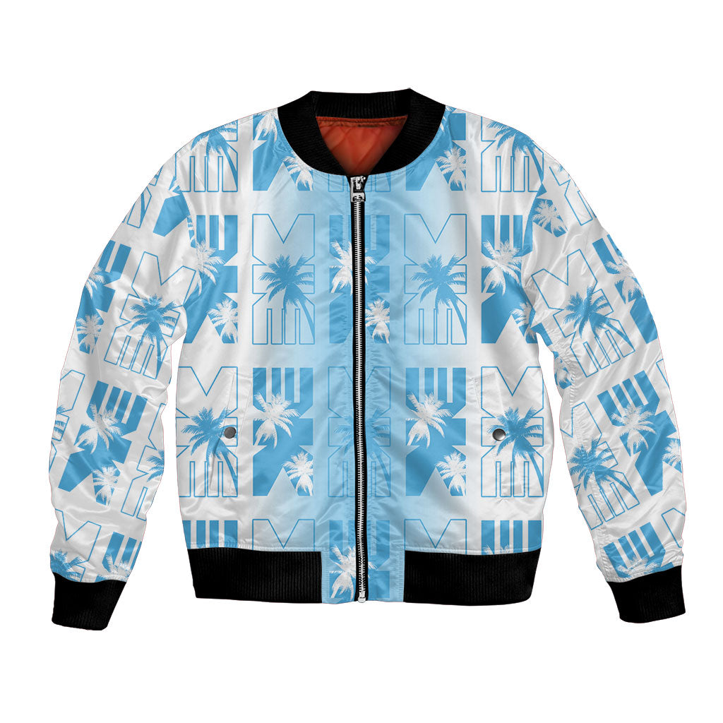 Bula Fiji Bomber Jacket White Makare Masi Tapa Pattern
