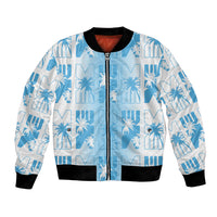 Bula Fiji Bomber Jacket White Makare Masi Tapa Pattern
