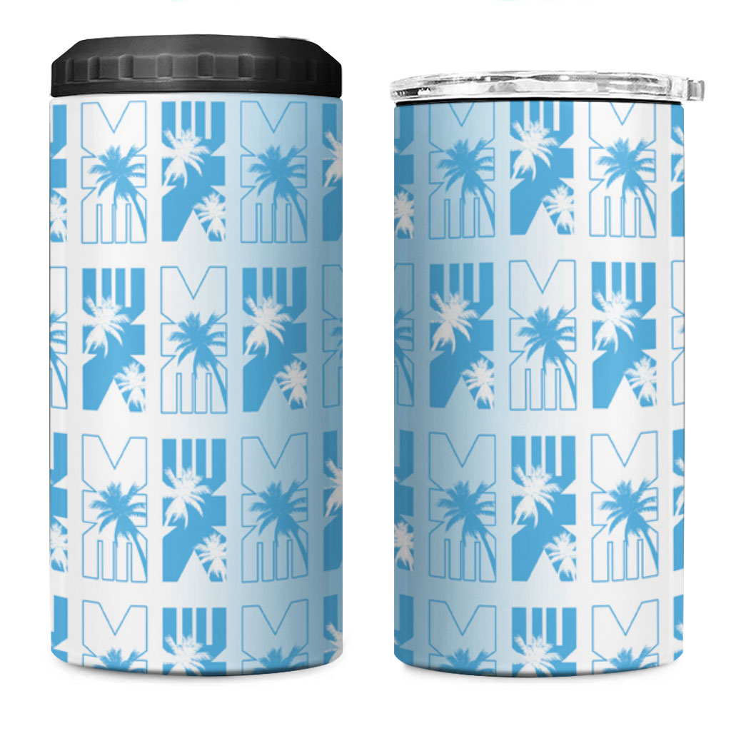 Bula Fiji 4 in 1 Can Cooler Tumbler White Makare Masi Tapa Pattern