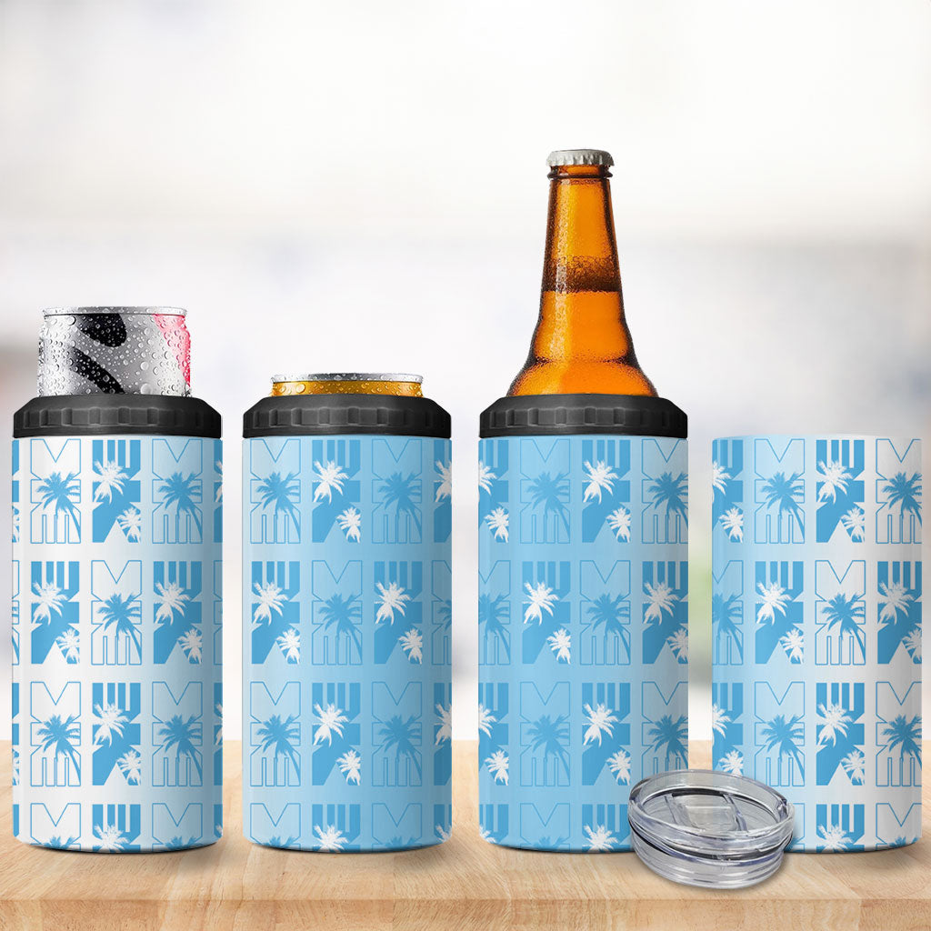 Bula Fiji 4 in 1 Can Cooler Tumbler White Makare Masi Tapa Pattern