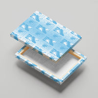 Bula Fiji Canvas Wall Art White Makare Masi Tapa Pattern