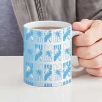 Bula Fiji Ceramic Mug White Makare Masi Tapa Pattern