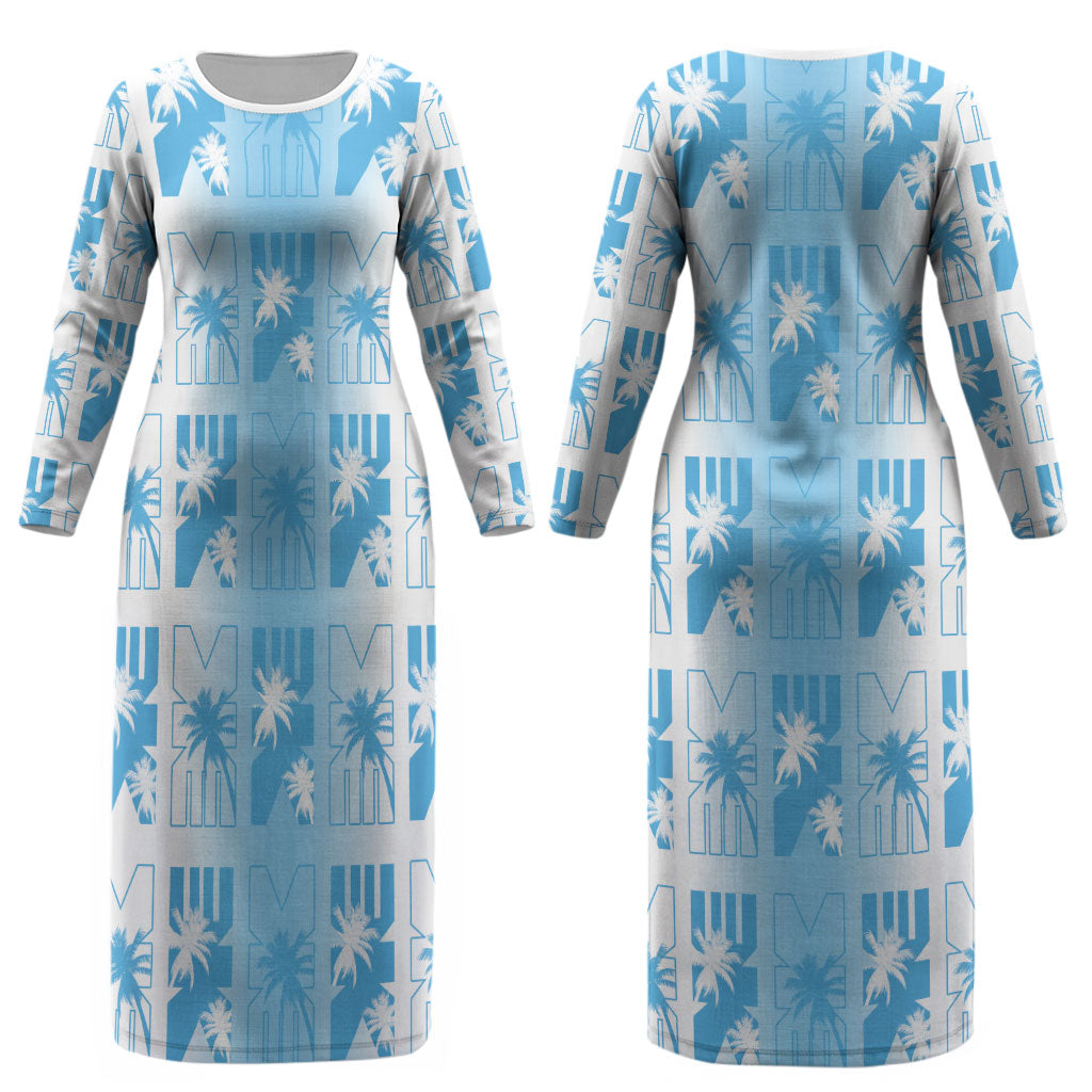 Bula Fiji Couples Matching Long Sleeve Bodycon Dress and Long Sleeve Button Shirt White Makare Masi Tapa Pattern