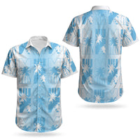 Bula Fiji Couples Matching Short Sleeve Bodycon Dress and Hawaiian Shirt White Makare Masi Tapa Pattern