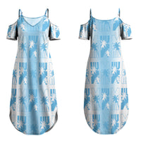 Bula Fiji Couples Matching Summer Maxi Dress and Hawaiian Shirt White Makare Masi Tapa Pattern
