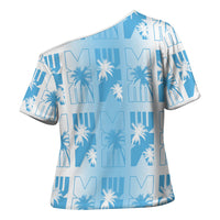 Bula Fiji Cross Shoulder Shirt White Makare Masi Tapa Pattern