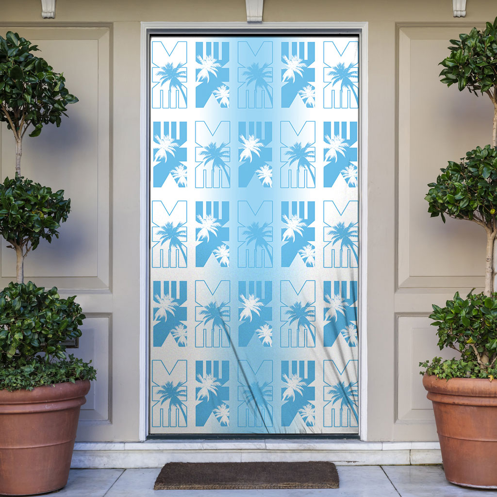 Bula Fiji Door Cover White Makare Masi Tapa Pattern