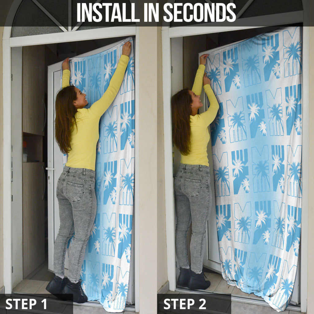 Bula Fiji Door Cover White Makare Masi Tapa Pattern