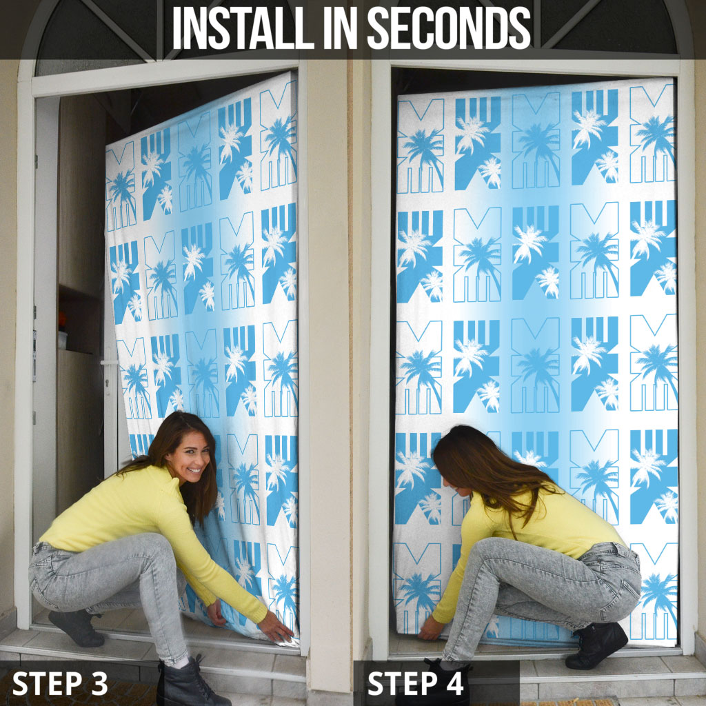 Bula Fiji Door Cover White Makare Masi Tapa Pattern
