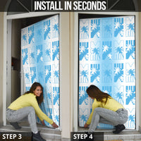 Bula Fiji Door Cover White Makare Masi Tapa Pattern