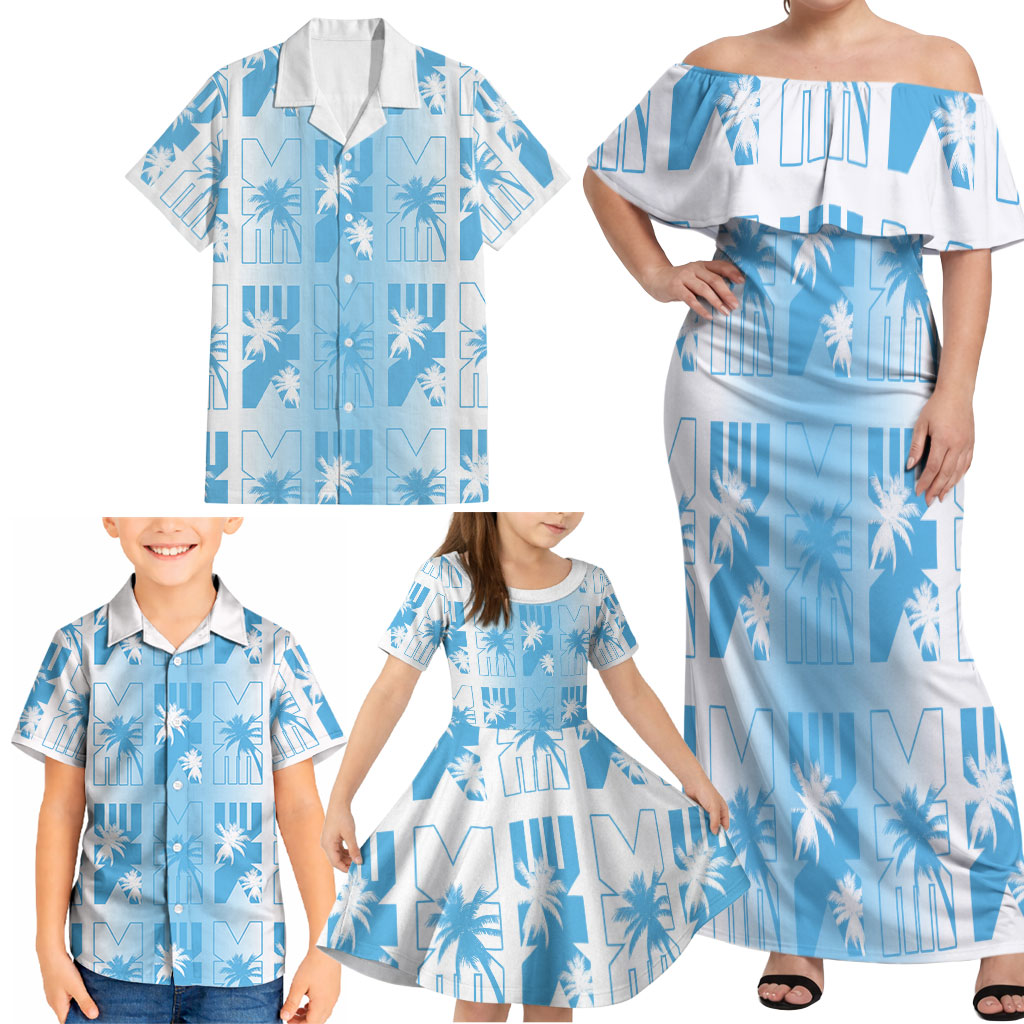 Bula Fiji Family Matching Off Shoulder Maxi Dress and Hawaiian Shirt White Makare Masi Tapa Pattern