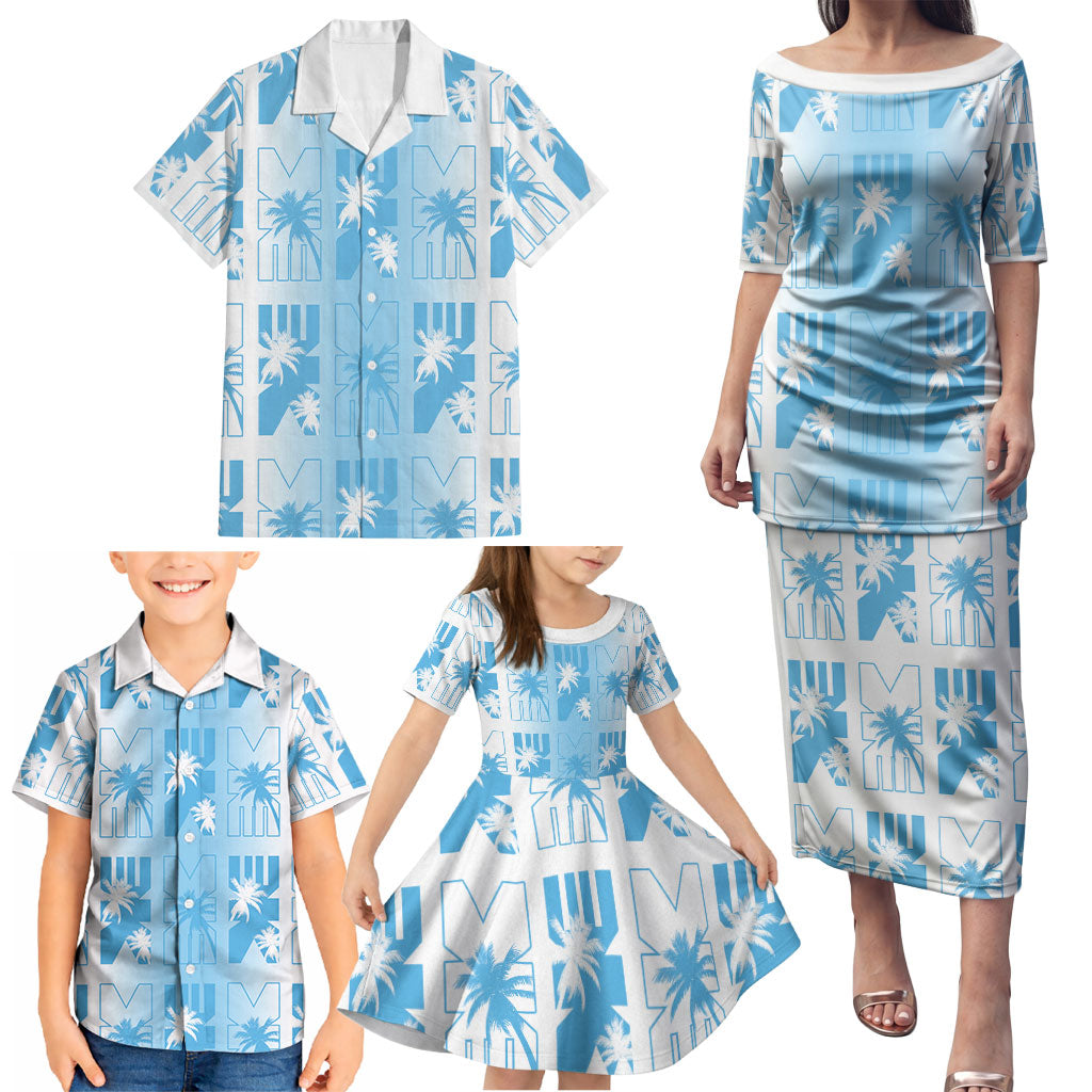 Bula Fiji Family Matching Puletasi and Hawaiian Shirt White Makare Masi Tapa Pattern