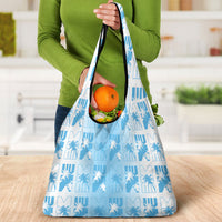 Bula Fiji Grocery Bag White Makare Masi Tapa Pattern