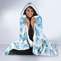 Bula Fiji Hooded Blanket White Makare Masi Tapa Pattern