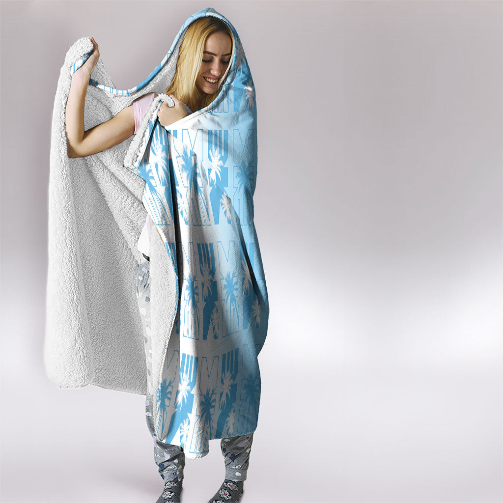 Bula Fiji Hooded Blanket White Makare Masi Tapa Pattern