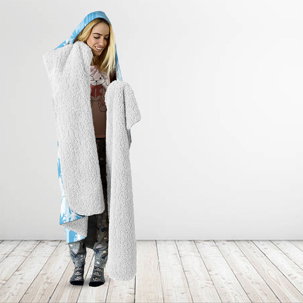 Bula Fiji Hooded Blanket White Makare Masi Tapa Pattern