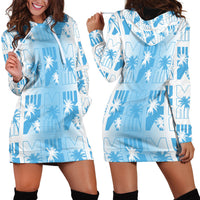 Bula Fiji Hoodie Dress White Makare Masi Tapa Pattern