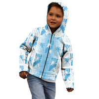 Bula Fiji Kid Hoodie White Makare Masi Tapa Pattern