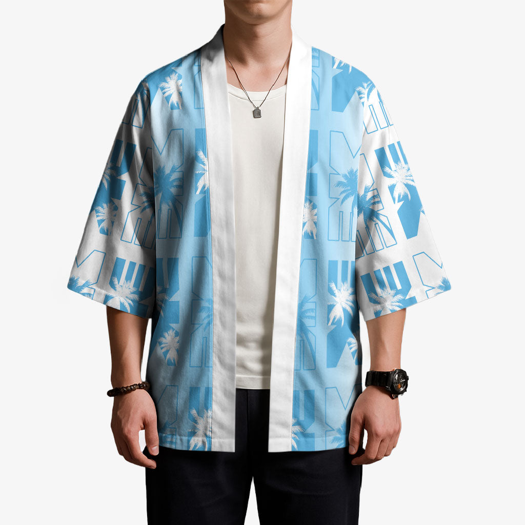 Bula Fiji Kimono White Makare Masi Tapa Pattern