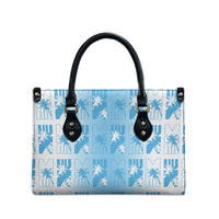 Bula Fiji Leather Bag White Makare Masi Tapa Pattern