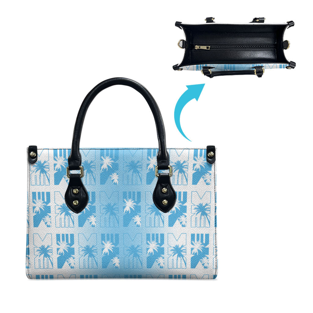 Bula Fiji Leather Bag White Makare Masi Tapa Pattern