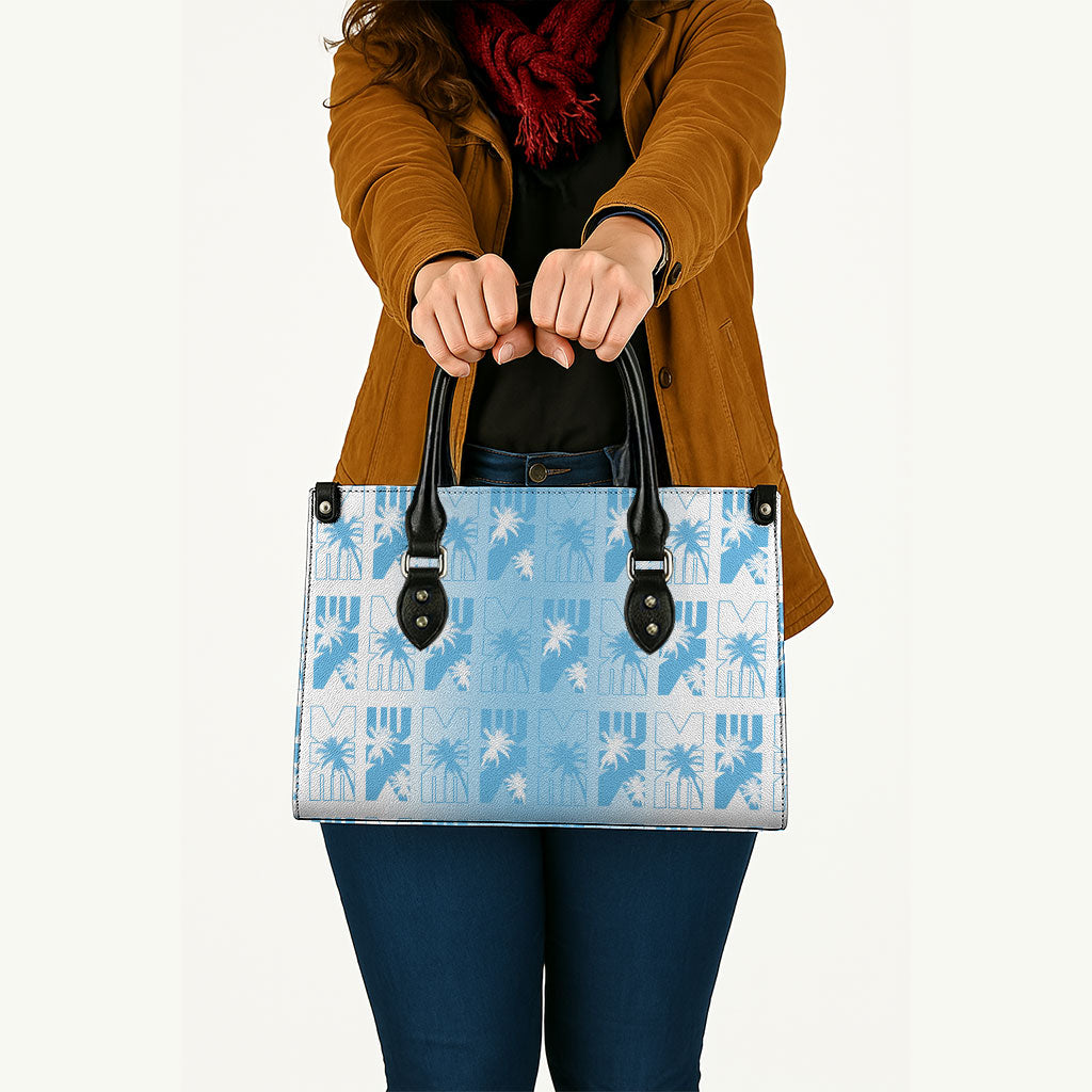 Bula Fiji Leather Bag White Makare Masi Tapa Pattern