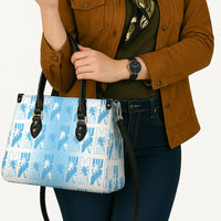 Bula Fiji Leather Bag White Makare Masi Tapa Pattern