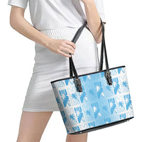 Bula Fiji Leather Tote Bag White Makare Masi Tapa Pattern