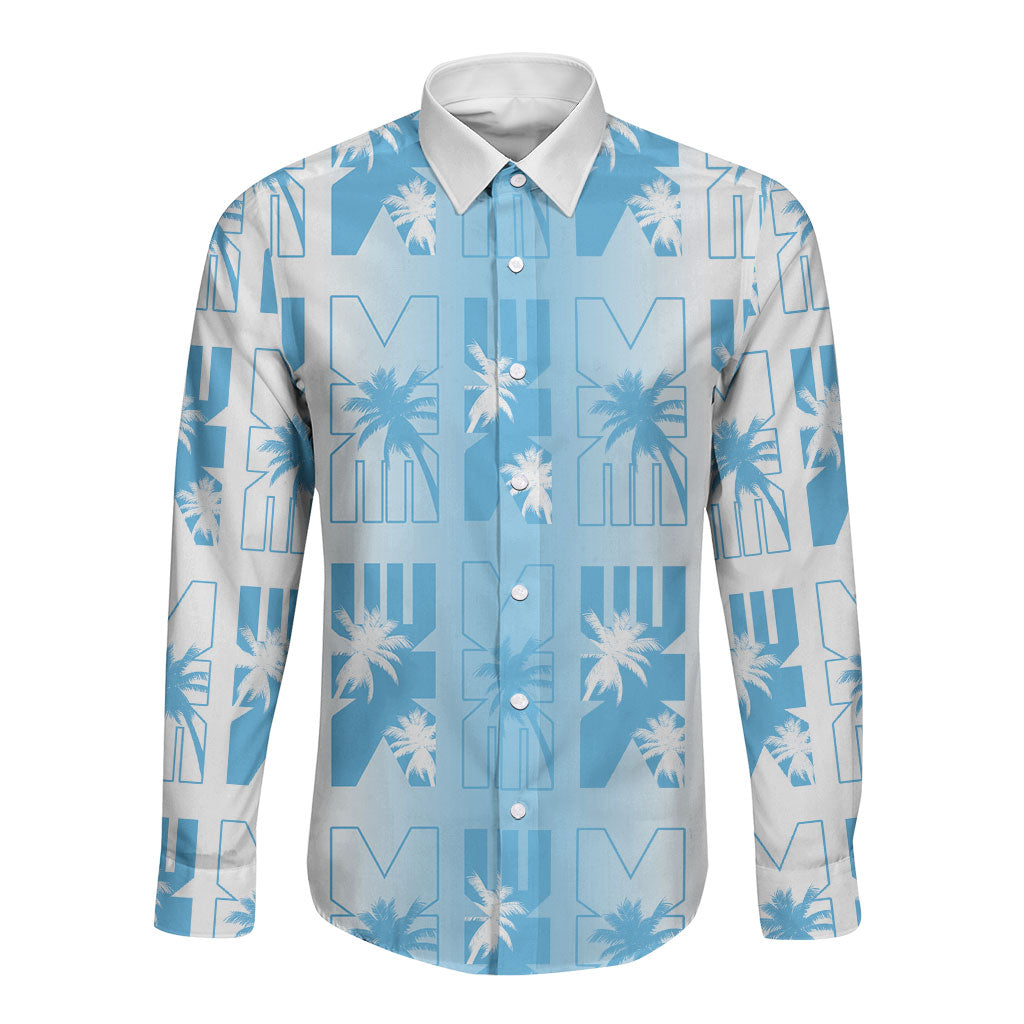 Bula Fiji Long Sleeve Button Shirt White Makare Masi Tapa Pattern