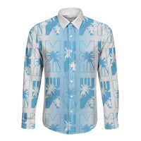 Bula Fiji Long Sleeve Button Shirt White Makare Masi Tapa Pattern